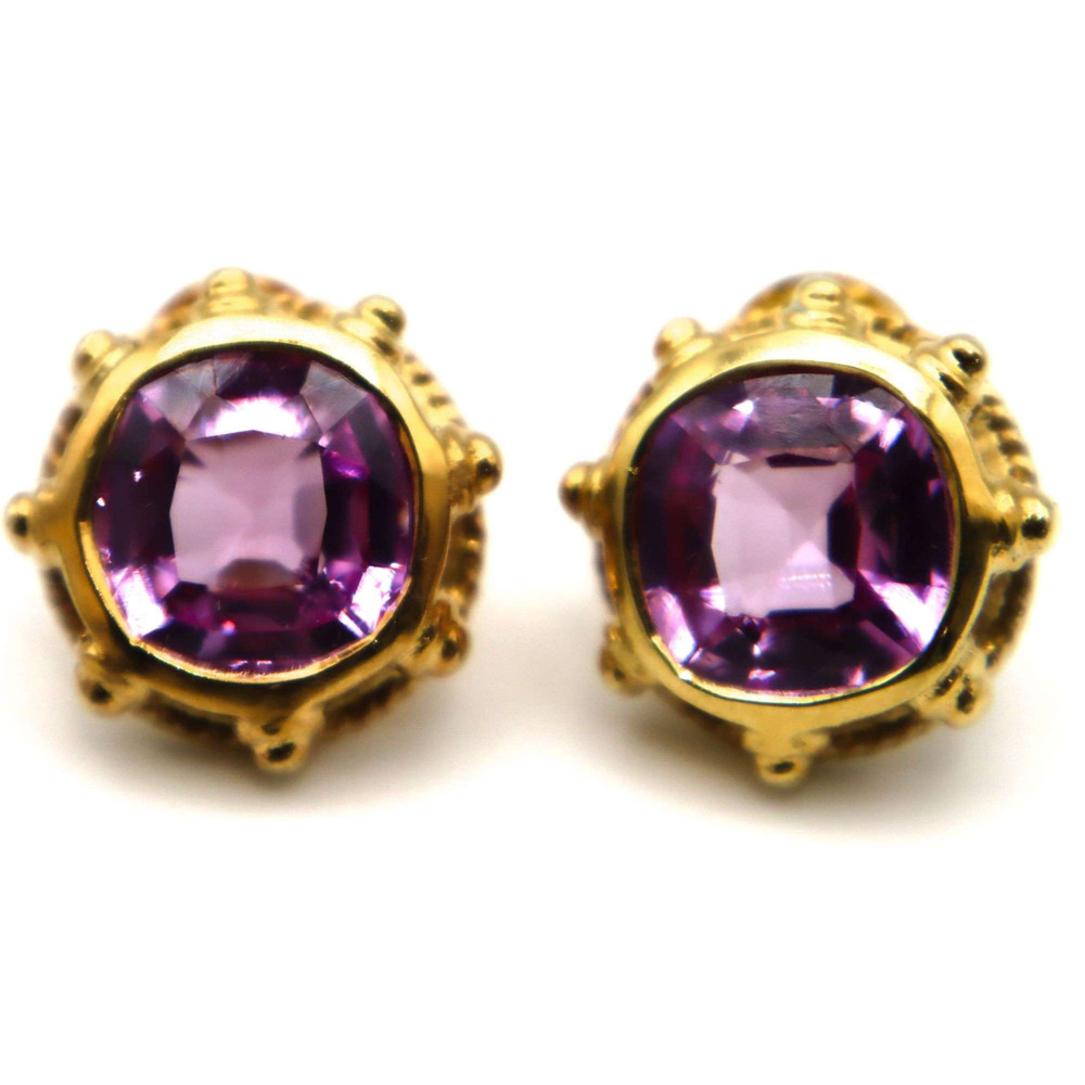Large Baroque Pink Topaz Gilded Sterling Silver Earrings Marked 925 Thailand